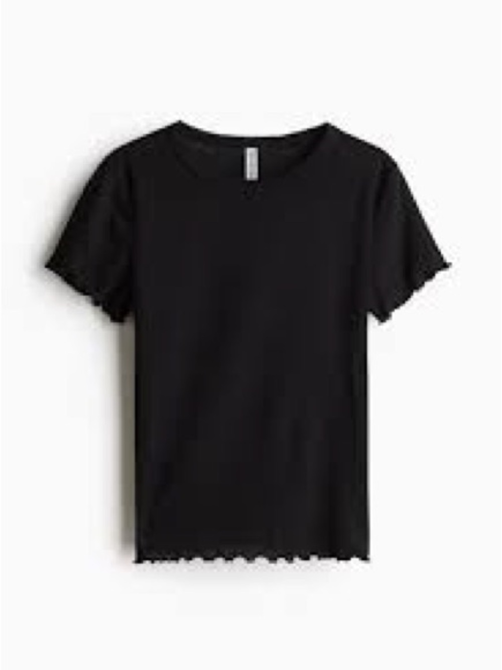 Black Women's Short Sleeve Lettuce-Edge Top